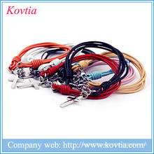 Multicolor imitation leather bracelet titanium steel cross pendant bracelet cheap accessories in stock